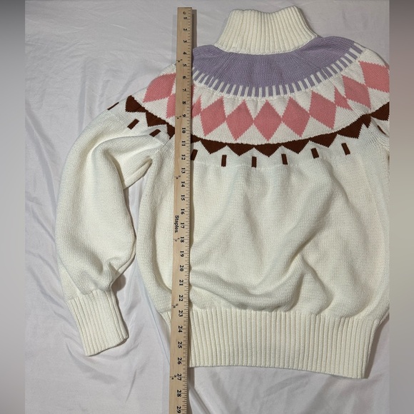 Free Assembly Cream Sweater with Pink and Purple Patterns- Cotton & Wool - Picture 8 of 14